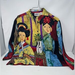 Vintage chinos design 2 women’s size 0 silk Japanese kimono button up preowned